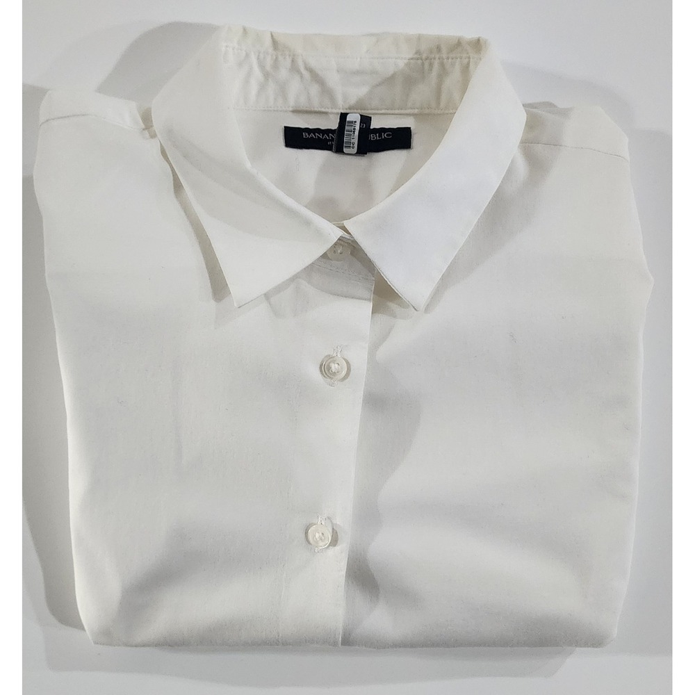 Banana Republic Women's Cream Riley Shirt Cotton Poly Spandex Blouse Size 8